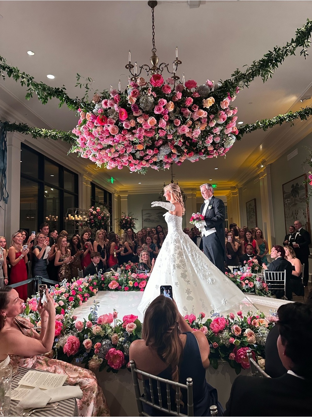 Ivory Floral Embellished Ball Gown Bridal Dress - Anne barge